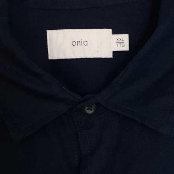 Onia Linen Button Up Long Sleeve Shirt With Roll-Tab Sleeves Blue Size XXL - Picture 3 of 12